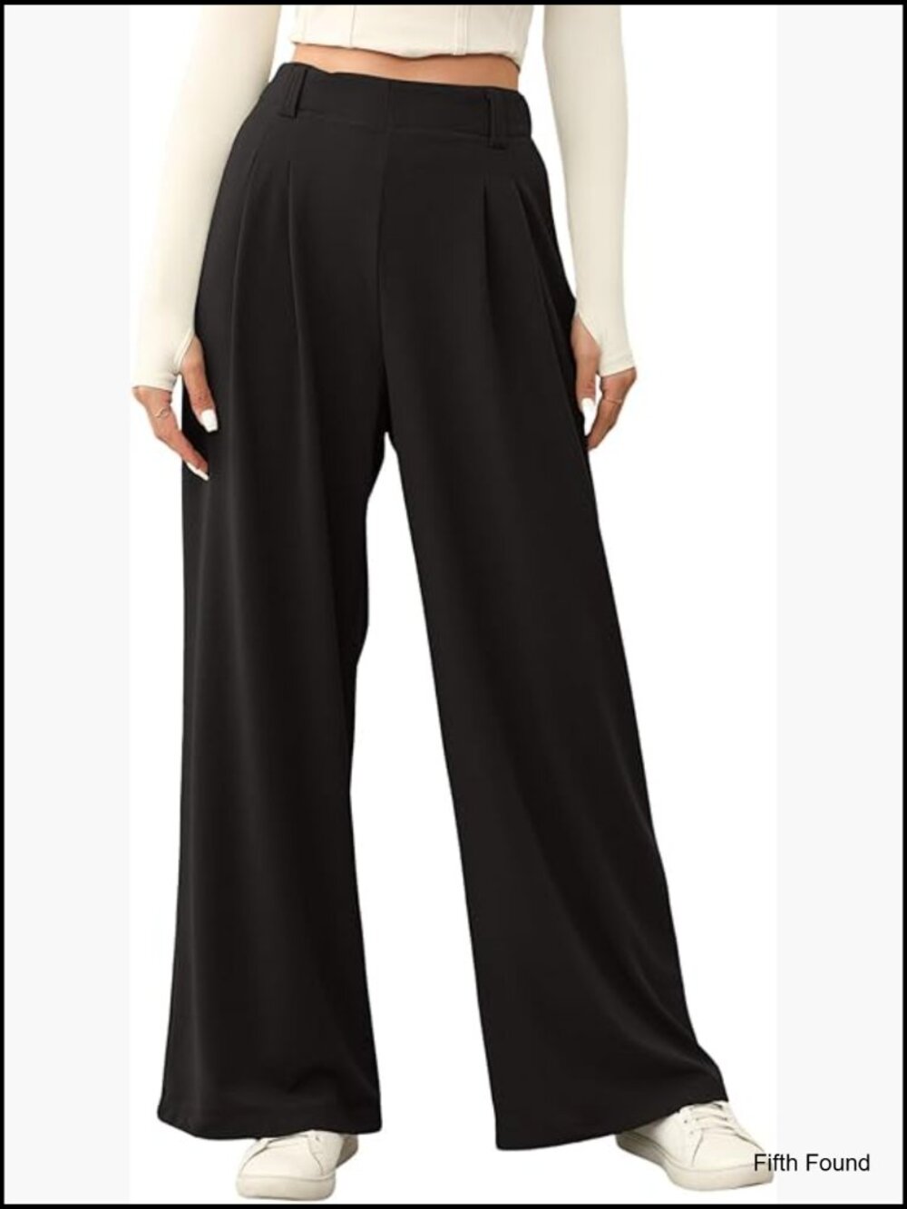 Wide Leg Palazzo Pants Elastic High Waisted Waffle Knit Work Trousers with